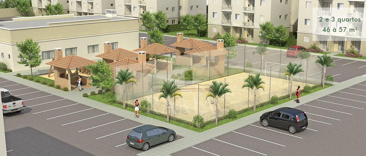 Apto semi-mobiliado no Cond. Resid. Campo Alegre 3Q + Garagem + Lazer